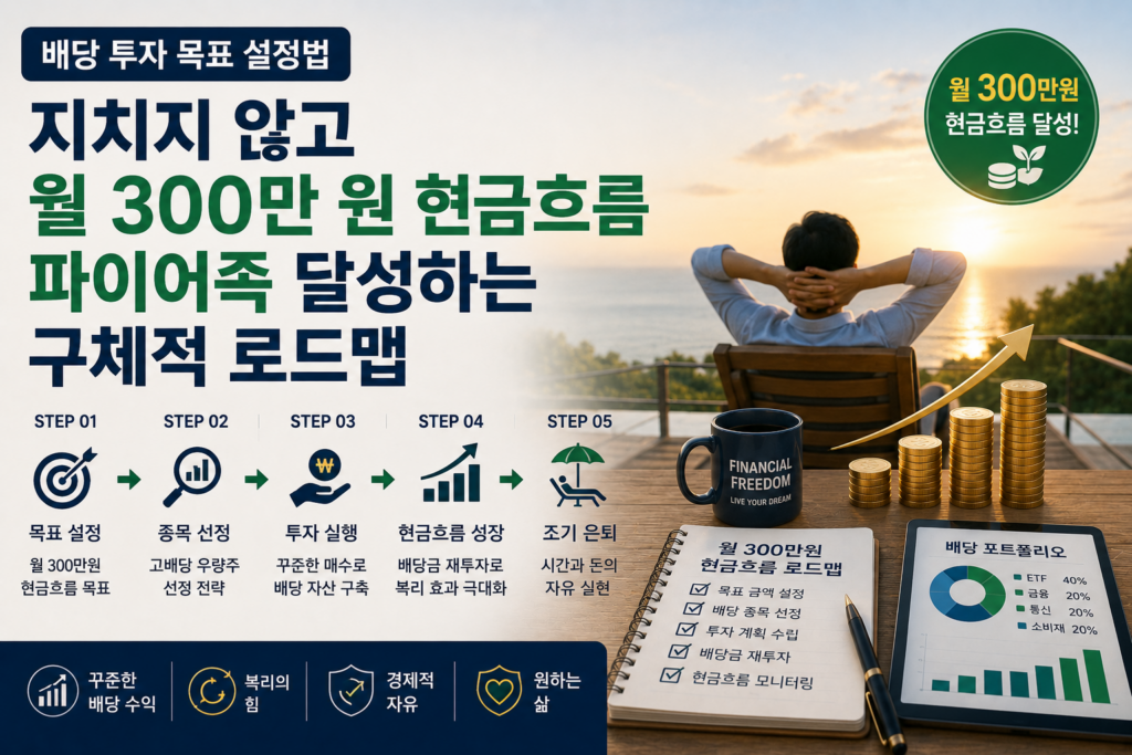 배당 투자 목표 설정법: 지치지 않고 월 300만 원 현금흐름 파이어족 달성하는 구체적 로드맵