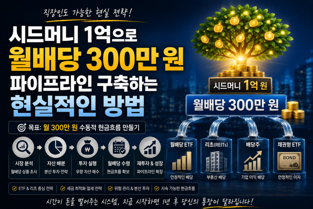 시드머니 1억으로 월배당 300만 원 파이프라인 구축하는 현실적인 방법